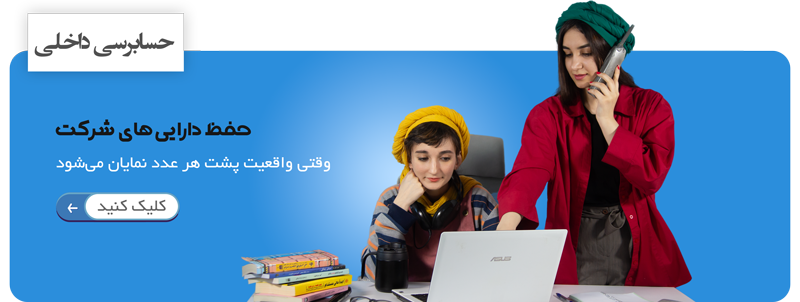 حسابرسی داخلی شرکت مشاوره و برون سپاری دختر در حال حسابرسی نیک پردازش